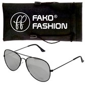 Fako Fashion® - Piloten Zonnebril - Pilotenbril - Piloot Zonnebril - Heren Zonnebril - Dames Zonnebril - Zwart - Zilver