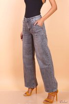 Broek Toxik3 hoge taille flared jeans grijs