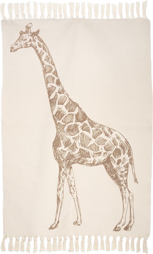 puree Draad links Atmosphera Vloerkleed giraf met franjes - 100 x 150 cm - Katoen - Tapijt  kinderkamer -... | bol.com