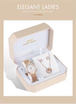 Boerni Aibisino Horloge, Oorbellen en Ketting Rosé luxe geschenk set  DIA | Crystal glass | Premium kwaliteit uurwerk Quartz Japan | Mineraal | Geschenk | Fashion | Moederdag | Ele