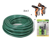 Stevig tuinslang - 20m - incl koppelset + 2 Delig Luxe Sproeikop set