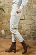 Broek Toxik3 hoge taille velour mom fit beige