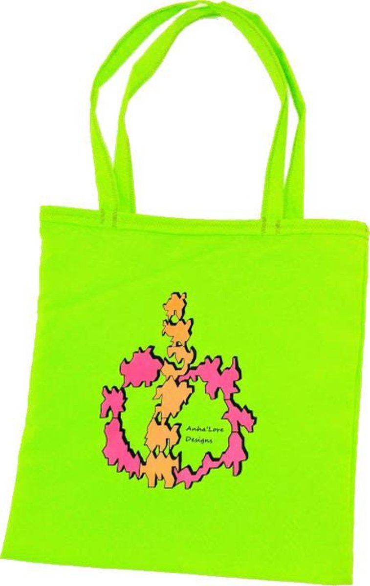 Anha'Lore Designs - Tribal - Exclusieve handgemaakte tote bag - Fluo groen