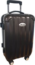 Handbagage Koffer Zwart - Leonardo - Douane Slot - ABS 42Liter - Handbagage Trolley - Hardcase - 4 Zwenkwielen - Met Horizontale Strepen Motief - Reistrolley - Lichtgewicht - 56.5x