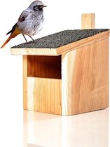 Blumfeldt Nestkast - Vogelhuis - vogelnest voor halfholenbroeders - 15,5 x 20,5 x 20,5 cm - ophangsysteem - asfaltdak - rood cederhout