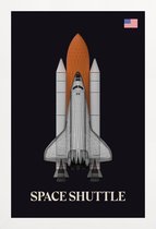 JUNIQE - Poster in houten lijst NASA space shuttle raket -20x30 /Grijs