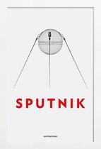JUNIQE - Poster met houten lijst Sputnik 2 -13x18 /Wit