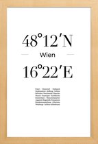 JUNIQE - Poster met houten lijst Wien -13x18 /Wit & Zwart