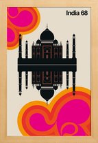 JUNIQE - Poster in houten lijst Vintage India 68 -30x45 /Kleurrijk