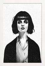 JUNIQE - Poster met houten lijst Mrs Mia Wallace -13x18 /Wit & Zwart