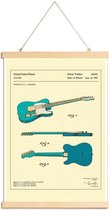 JUNIQE - Posterhanger Guitar 3 -40x60 /Blauw & Ivoor