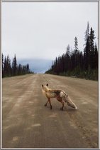 JUNIQE - Poster met kunststof lijst Road Fox -20x30 /Bruin & Groen