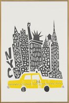 JUNIQE - Poster met kunststof lijst New York Cityscape -13x18 /Geel &