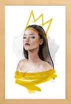 JUNIQE - Poster in houten lijst Rihanna -20x30 /Geel & Wit