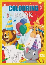 Colouring Book - Kleurboek - Feestje - Olifant, Leeuw en Giraffe - 72 Pagina's