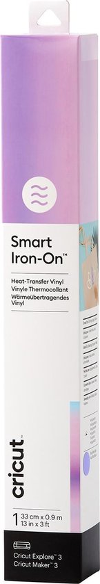 Verpakking van Cricut Smart Iron-On warmteoverdrachtvinyl, 33 cm x 0,9 m, voor Cricut Explore 3 en Maker 3.