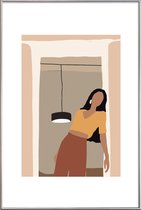 JUNIQE - Poster met kunststof lijst Leaning -20x30 /Geel & Ivoor