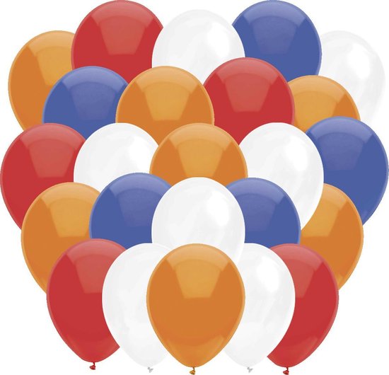 Ballonnen Rood | Wit | Blauw | Oranje (40ST) | Koningsdag | Bevrijdingsdag | EK & WK | Helium Geschikt | Latex Ballonnen