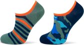 Kindersokken - streep/ camouflage groen - 31/34