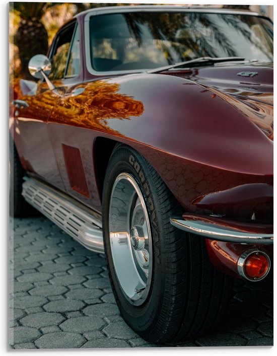 Acrylglas - Bordeaux Rode Auto - 30x40cm Foto op Acrylglas (Wanddecoratie op Acrylglas)