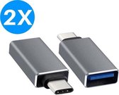 GRIJS USB-C naar USB-A Adapter 2 stuks Thunderbolt 3 naar USB 3.0 Adapter Compatible MacBook Pro 2019/2018/2017, MacBook Air 2018,Pixel 3, Dell XPS en meer Type-C Devices C1 - USB-C naar USB-