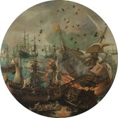 Slag bij Gibraltar in 1607, Cornelis Claesz. van Wieringen - Foto op Behangcirkel - ⌀ 120 cm