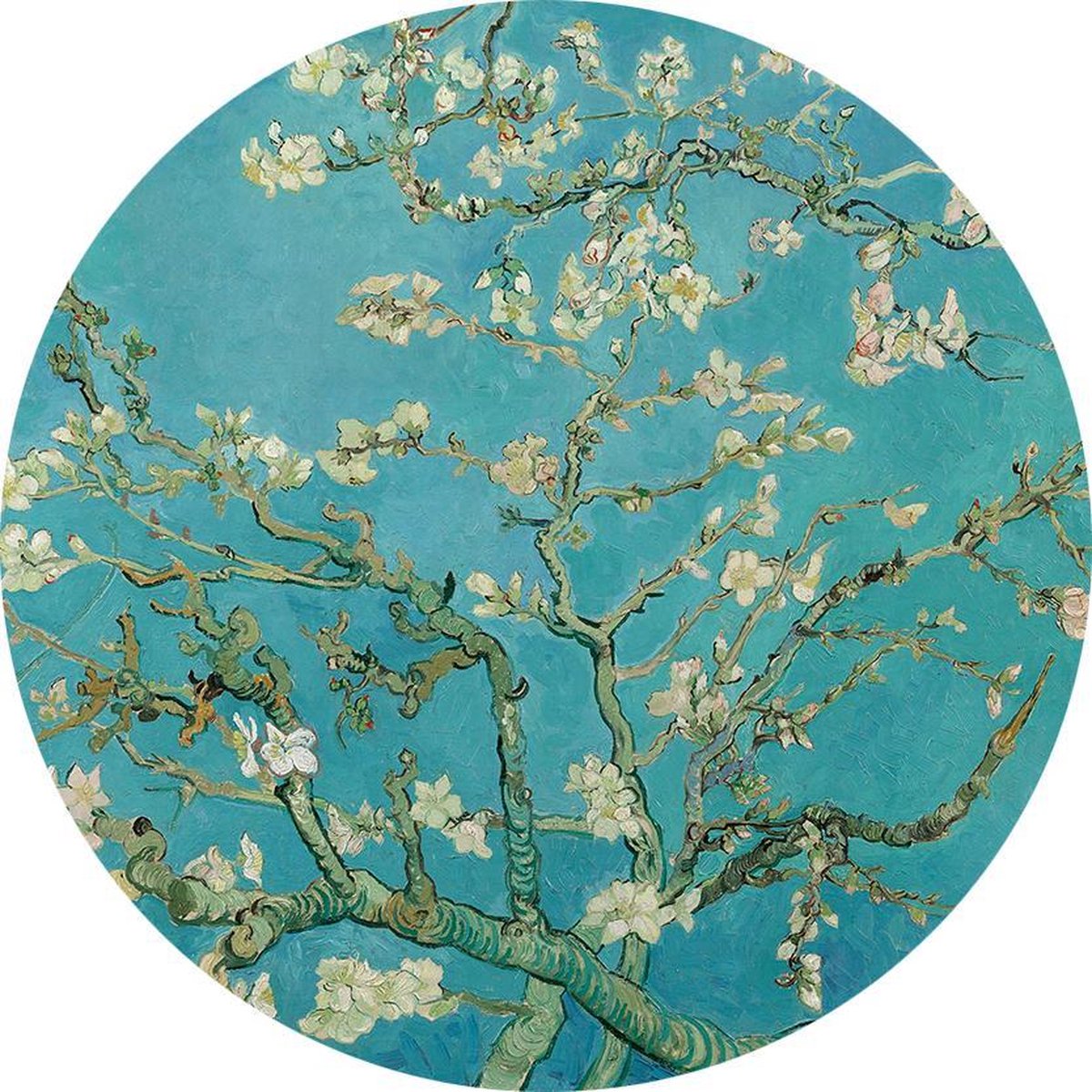 Amandelbloesem, Vincent van Gogh - Foto op Behangcirkel - ⌀ 100 cm