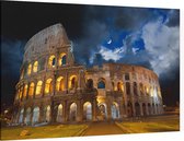 Avondsetting met maan bij Colosseum in Rome - Foto op Canvas - 90 x 60 cm