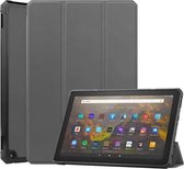 Voor Amazon Kindle Fire HD 10 2021 Custer-patroon Pure kleur TPU Smart Tablet Holster met slaapfunctie & 3-voudige houder (grijs)