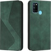 Voor OPPO Realme 7i Skin Feel Magnetisch S-type Effen Kleur Horizontale Flip Lederen Case met Houder & Kaartsleuf & Portemonnee (Groen)