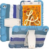 3-laags beschermingsschermframe + pc + siliconen schokbestendige combinatiehoes met houder voor iPad mini 5/4 (kleurrijk blauw)