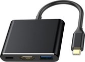 Bee's USB C HUB - USB C naar HDMI - 3 in 1 - 4K HDMI - USB 3.0 - USB C Oplaadport - 3 Poorten - Zwart