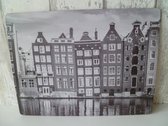 ( Set van 4 ) Harde placemats - placemats onderzijde kurk - Motief Grachtenpanden Amsterdam - 40 X 30 CM