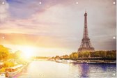 Eiffeltoren aan zonnige oevers van de Seine in Parijs - Foto op Tuinposter - 120 x 80 cm