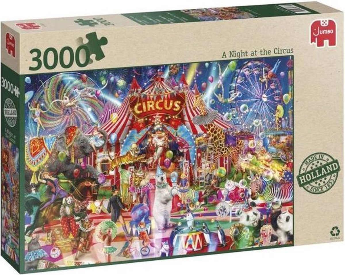 Puzzle JUMBO - Une soirée au cirque - 3000 pièces - 122 cm x 85 cm | bol.com