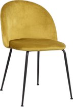 Eetkamerstoel Oslo velvet - Set van 6 - Geel - Fluweel - Velvet - Eetkamerstoel - Eetkamerstoelen - Woonkamerstoelen