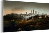 Vue du brumeux San Gimignano en Italie Aluminium 160x80 cm - Tirage photo sur Aluminium (décoration murale en métal)