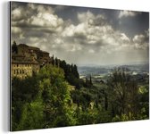 Nuages sur les collines toscanes dans la ville fortifiée italienne de San Gimignano Aluminium 30x20 cm - petit - Tirage photo sur aluminium (décoration murale en métal)