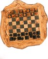 Afbeelding van het spelletje HappyWoods - Handgemaakte Olijfhouten Rustic Schaakspel - 35 cm - Olijfhouten Schaakbord met Schaak stukken - Schaakset - Schaakspellen – Schaakspel hout volwassenen – Schaakborden Kinderen (+ Gratis Beeswax )