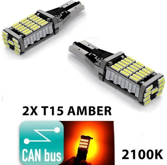 T15 W16W Led Lamp AMBER (Set 2 stuks) 2100K Canbus Geschikt | Led Signal  Light | 12V |... | bol.com