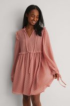 NA-KD Dobby Mini Vrouwen Jurk - Dark Pink - Maat EU 36