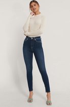 NA-KD Skinny High Waist Vrouwen Jeans - Dark Blue - Maat EU 38