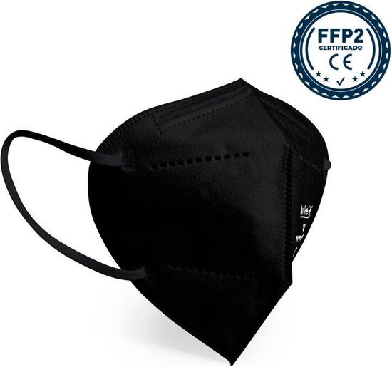 Mondkapjes médicaux FFP2 (KN-95) de haute qualité / masques buccaux | Masques buccaux certifiés Medisch | 5 Pièces - Zwart