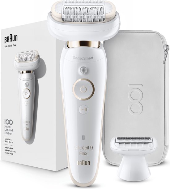 Braun Silk-épil 9 Flex Epilator voor vrouwen, Design Editie met Reisetui - Wit