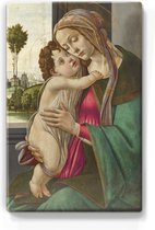 Schilderij - Madonna met kind - Sandro Botticelli - 19,5 x 30 cm - Niet van echt te onderscheiden handgelakt schilderijtje op hout - Mooier dan een print op canvas.