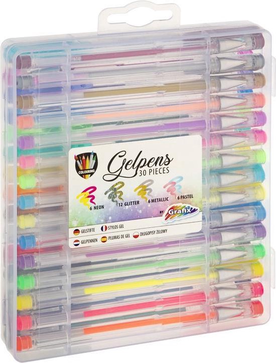 Grafix Gelpennen 30pcs - Schrijven & Handlettering - Glitter effect - metallic effect - Neon effect - Pastel effect - Gelpennen volwassenen