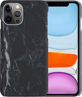 Hoesje Geschikt voor iPhone 11 Pro Max Hoesje Marmer Hardcover Fashion Case Hoes - Hoes Geschikt voor iPhone 11 Pro Max Marmer Hoesje Hardcase Back Cover - Zwart - 2 PACK