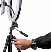 Selfie LED Ring Lamp 26Cm met Spiegel en Professioneel Universeel Camera Statief Inc. Bluetooth Shotter, Tel.houder en microfoon - Ring Lamp - flitser - Studiolamp - Selfie - Ringl