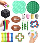 Fidget Toys Pakket 23 Stuks© - Simple Dimple - Pop It - Fidget Cube  - Regenboog Bal - Pea Popper - Anti Stress Bal - Fidget Pack