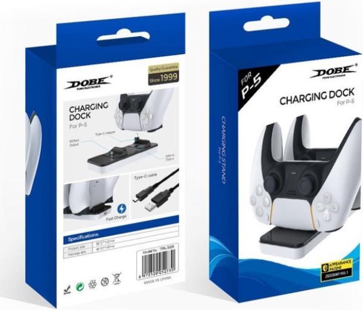 Oplaadstation geschikt voor playstation 5 Controllers incl. USB-C kabel - geschikt voor PS5
